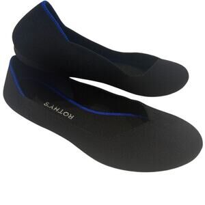Rothy's Black Knit Flats with Blue Trim